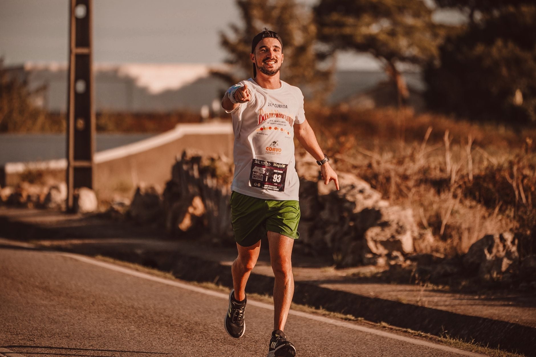 Road runner on a city street during a race effort