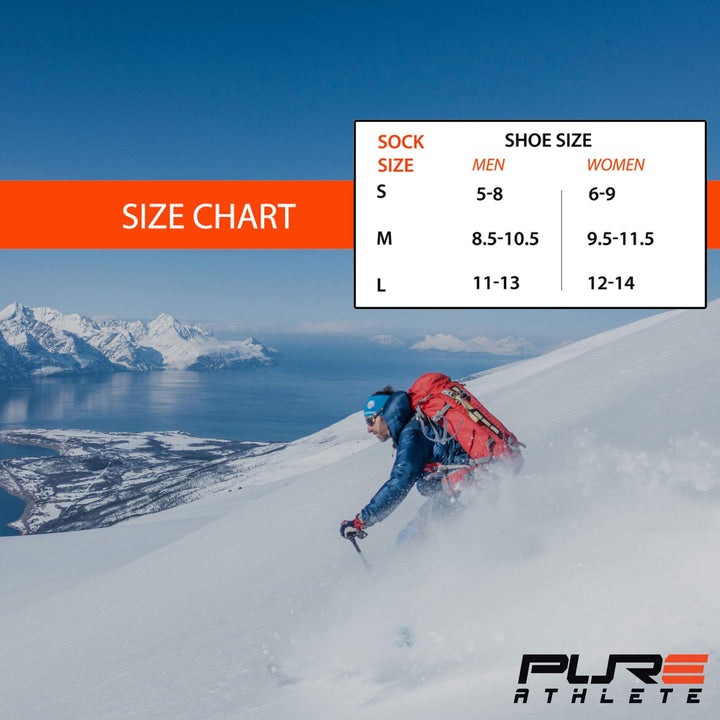 Alpaca Snowflake Ski Socks size chart by US shoe size for men and women