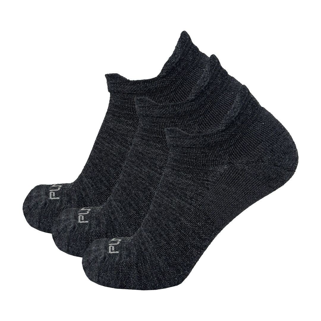 Alpaca Wool No Show Running Socks in Charcoal, 3 pairs