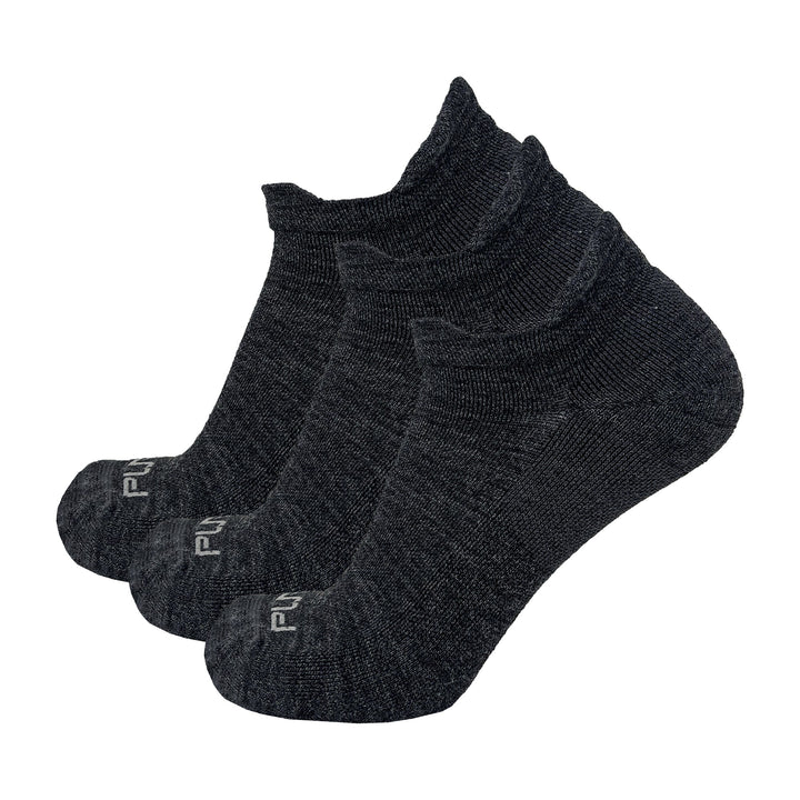 Alpaca Wool No Show Running Socks in Charcoal, 3 pairs