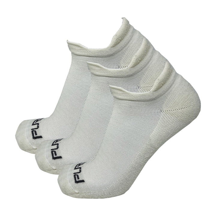 Alpaca Wool No Show Running Socks in Cream, 3 pairs