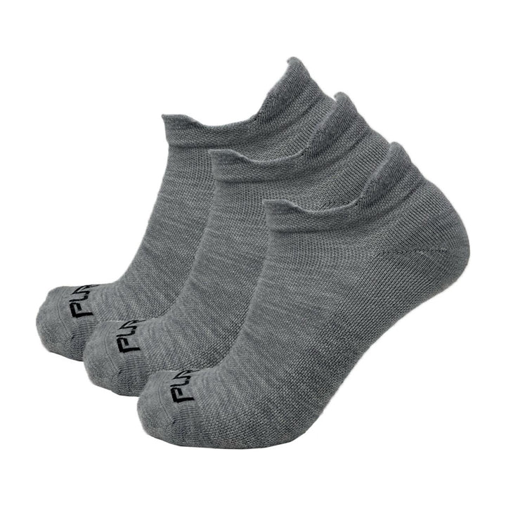 Alpaca Wool No Show Running Socks in Light Grey, 3 pairs