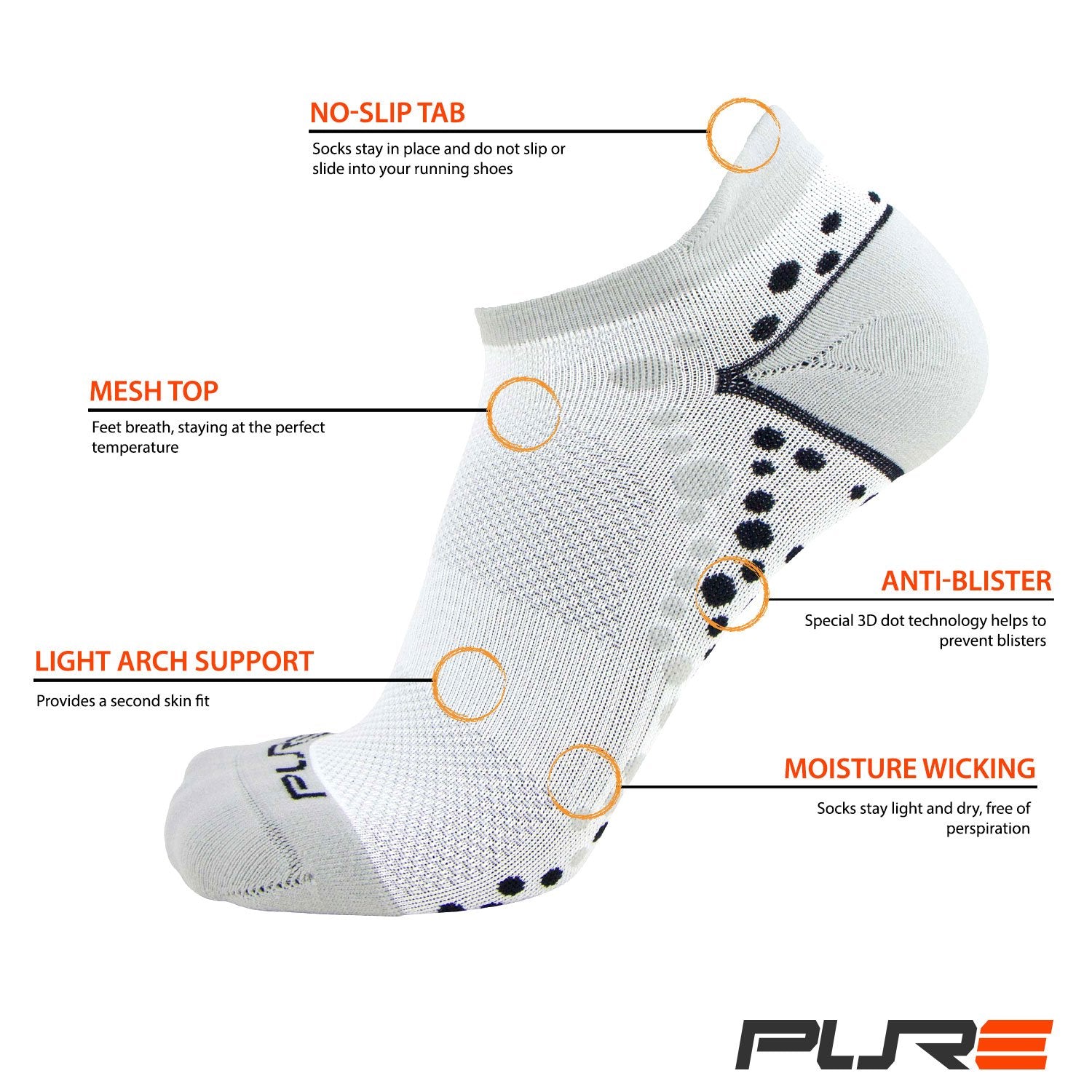 No-Show Anti-Blister Running Socks - Moisture Wicking Sport Socks