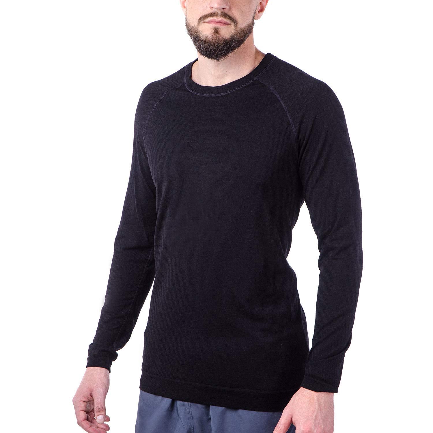 Men’s Merino Wool Lightweight Base Layer Crew – Long Sleeve - Made in Italy, Ski, Winter, Warmth