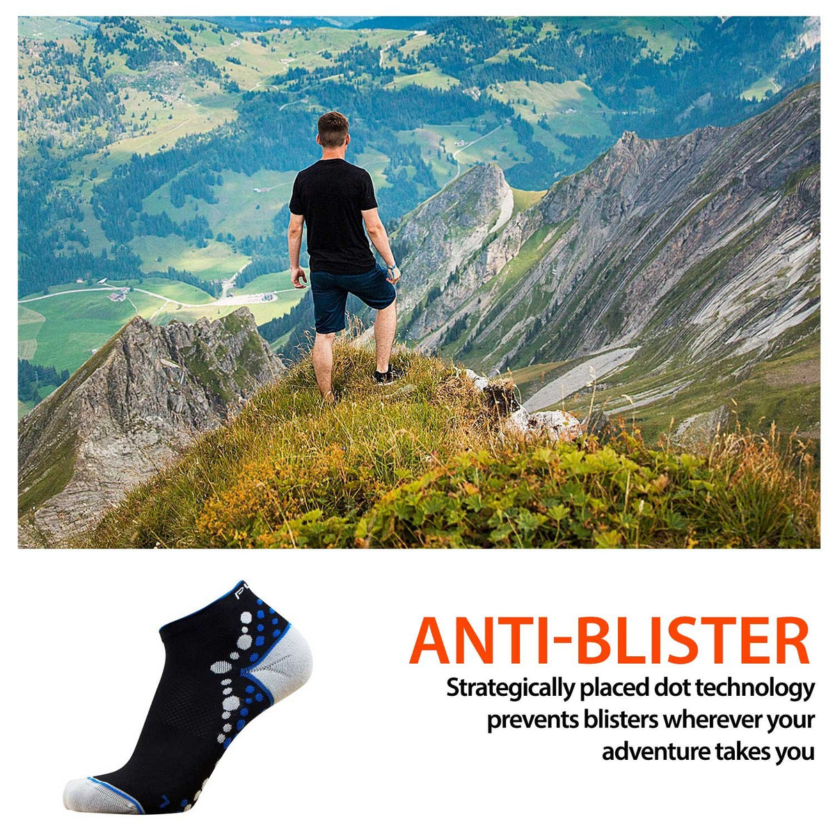Pure Athlete Ultra-Comfortable Running Socks - Anti-Blister Dot Technology