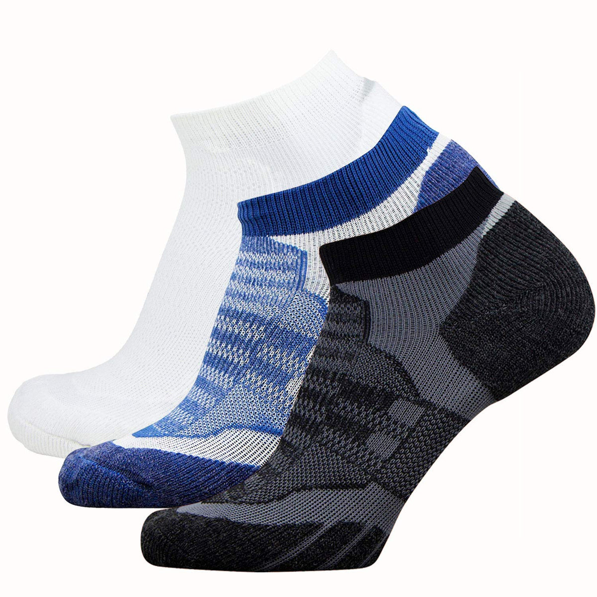 Pure Athlete Merino Wool Socks Low Show Cushioned Athletic Padded Running Sock 1 Pair Black Grey Large